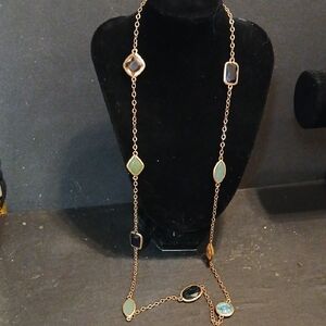 Carolee Long Station Necklace With Muticolor Stones